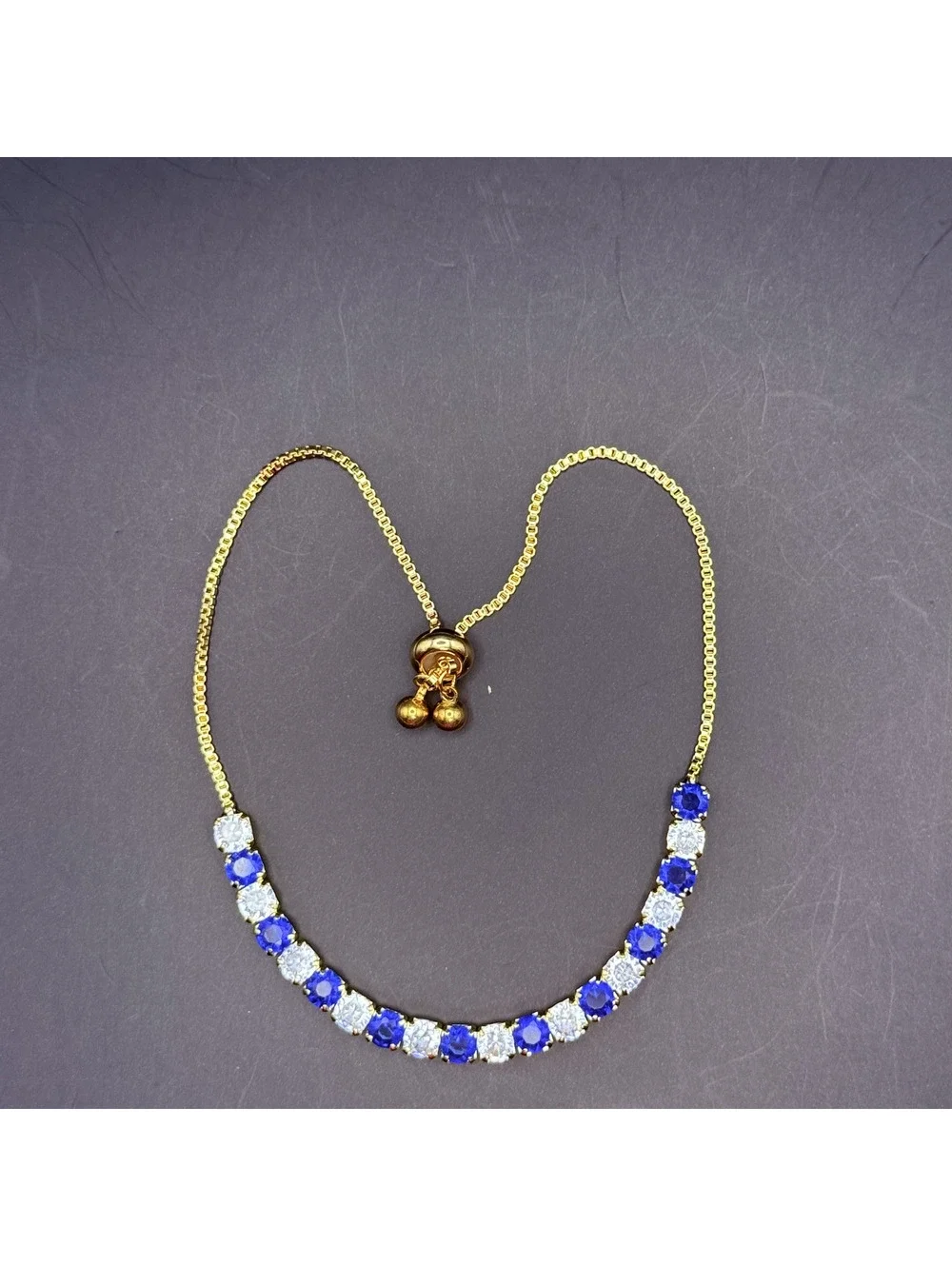 candy+clover blue clear gold tone bolo bracelet